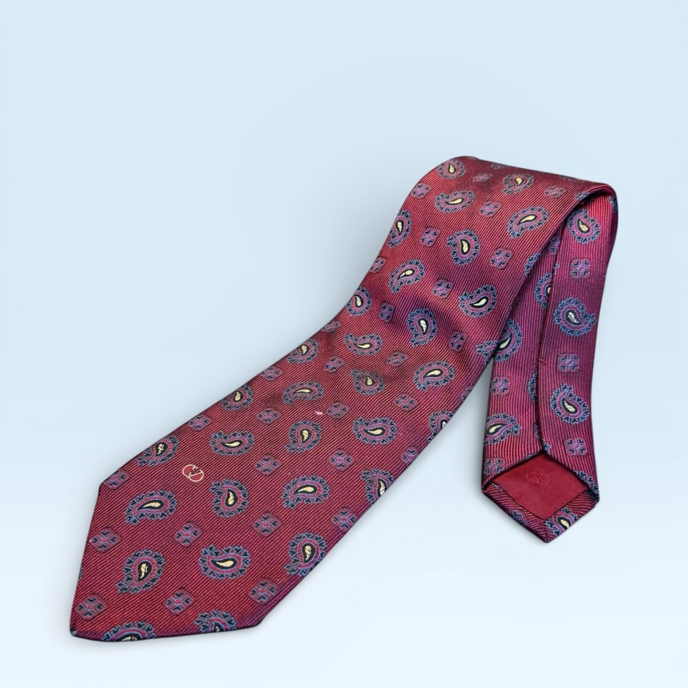 Valentino Silk Tie Burgandy and Navy